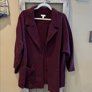 J. Jill Open-Front Blazer Jacket in Plum